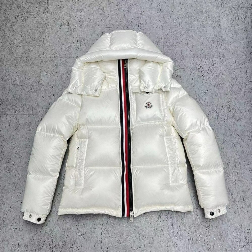 Moncler Shiny White Down Puffer Jacket - Hooded,  Luxury Winter Coat